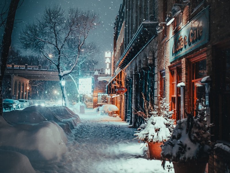 Snowy winter street in central Ottawa — context for why fireplaces matter here